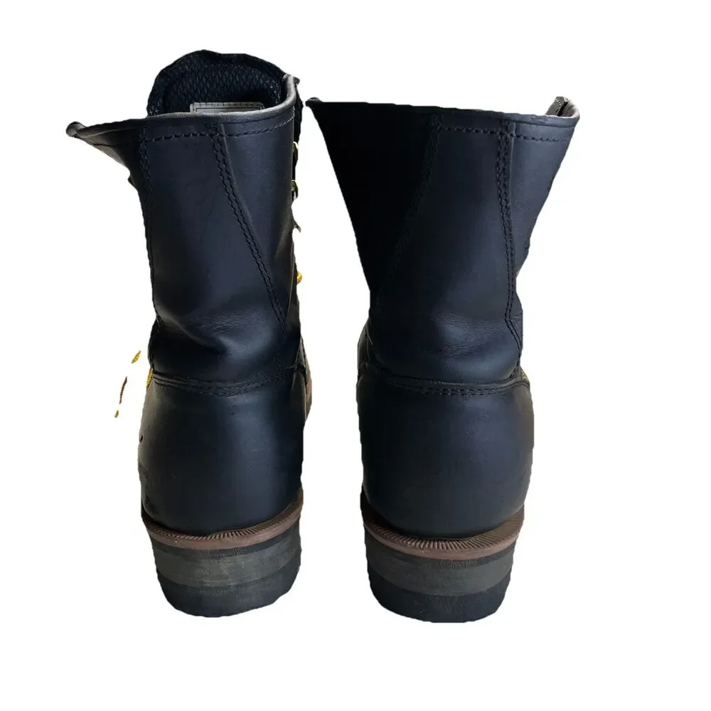 AdTech Men Black Leather Work Boots Stock No 1428 Steel Toe Size 13M Industrial